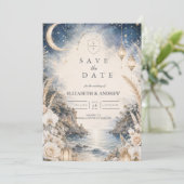 Überirdische himmlische Strandhochzeit Save The Date (Stehend Vorderseite)
