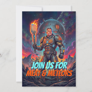 Überirdische Vintage-Weltraum-Alien-Sommerparty Einladung