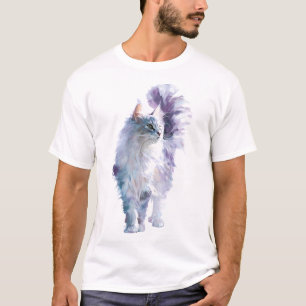 Überirdische Wasserfarben-Langhaarkatzen-Illustrat T-Shirt