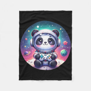 Überirdischer Gamer Panda Bär Astronaut Gamin Fleecedecke