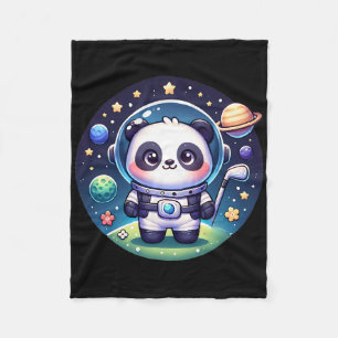 Überirdischer Golfer Panda Bär Astronaut Golf Fleecedecke