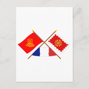 Überkreuzte Flaggen Languedoc-Roussillon und Aude Postkarte