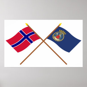 Überkreuzte Flaggen Norwegens und Oslos Poster