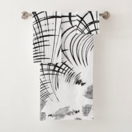 Überkreuzte graue Linien erinnern uns an Zeichnung Badhandtuch Set