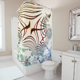 Überkreuzte Linien mit verschiedenen Farben im hel Duschvorhang