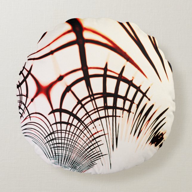 Überkreuzte Linien mit verschiedenen Farben im hel Rundes Kissen (Vorderseite)