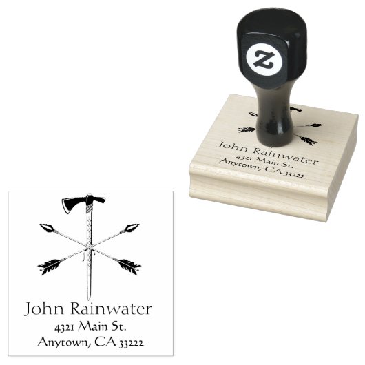 Überkreuzte Pfeile und Ax Personalisierte Gummi-Br Gummistempel (Stempel)