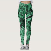 Überkreuzte und überlappende grüne Acrylbandaussch Leggings (Vorderseite)
