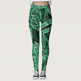 Überkreuzte und überlappende grüne Acrylbandaussch Leggings