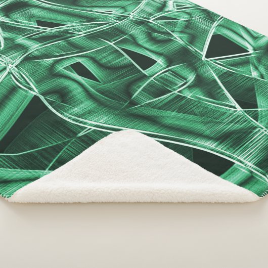 Überkreuzte und überlappende grüne Acrylbandaussch Sherpadecke (3/4)