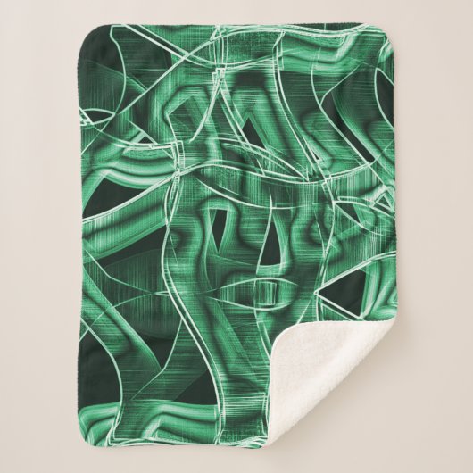 Überkreuzte und überlappende grüne Acrylbandaussch Sherpadecke (Vorderseite)