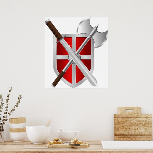 Überkreuzte Waffen auf Schild (Küche)