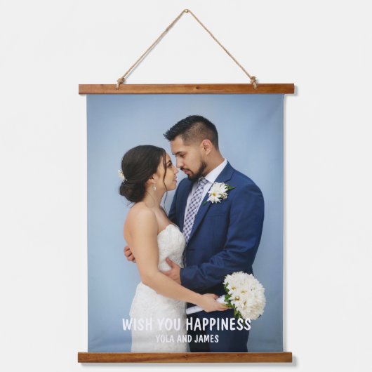 Überlagern des überlagerten Fotos von Wedding Part Wandteppich Mit Holzrahmen (Vorderseite)