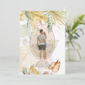 Überlagern von Pampas Grass-FOTO Hochzeit speicher Save The Date (Stehend Vorderseite)