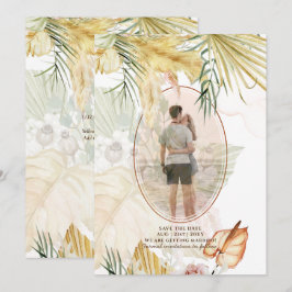 Überlagern von Pampas Grass-FOTO Hochzeit speicher Save The Date