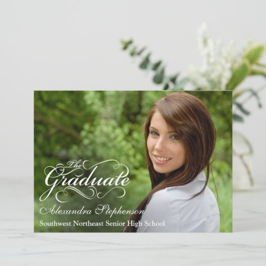 Überlagern von Skript-Abschluss Einladung (Stehend Vorderseite)