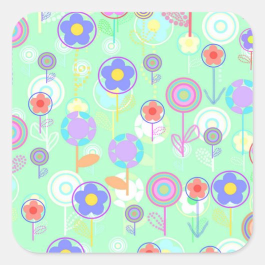 Überlagerte Blume Quadratischer Aufkleber (Vorderseite)