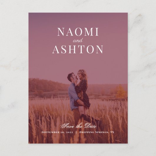 überlagerte Hochzeit speichern das Datum Postkarte (Vorderseite)