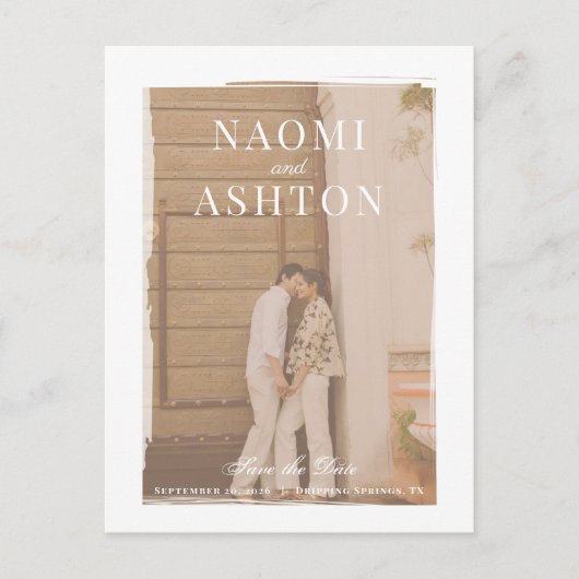 überlagerte Hochzeit speichern das Datum Postkarte (Vorderseite)