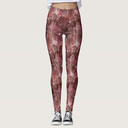 Überlagerte rosa gemusterte Leggings Browns (Vorderseite)