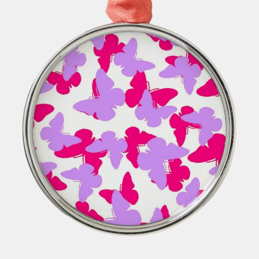 Überlagerte Schmetterlinge Silbernes Ornament (Vorne)