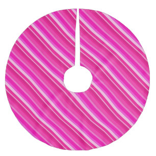 Überlagerte Süßigkeitsstreifen - Rosa und Fuchs Polyester Weihnachtsbaumdecke