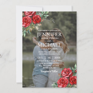 Überlagerung Porträt Bild Foto QR Rosen Hochzeit Einladung