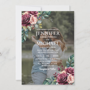 Überlagerung Porträt Bild Foto QR Rosen Hochzeit Einladung