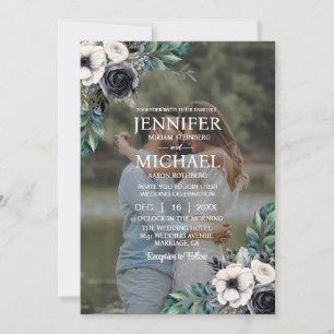 Überlagerung Porträt Bild Foto QR S/W Hochzeit Einladung