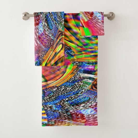 Überlagerung von klaren, lebhaften Farben auf raue Badhandtuch Set (Insitu)