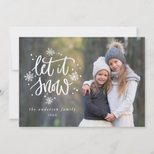 Überlagerungsfoto mit handgeschriebenen Schneefloc Feiertagskarte