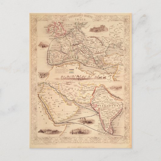 Überlandroute nach Indien Postkarte (Vorderseite)