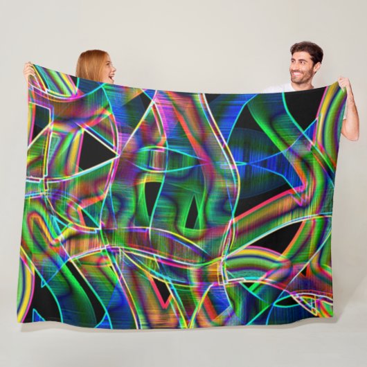 Überlappen bandähnliche Kurven, neonfarbiges Relie Fleecedecke (Beispiel)