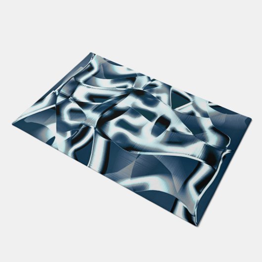 Überlappen gekrümmter Bänder, verchromte Töne auf  Fußmatte (Schrägansicht)