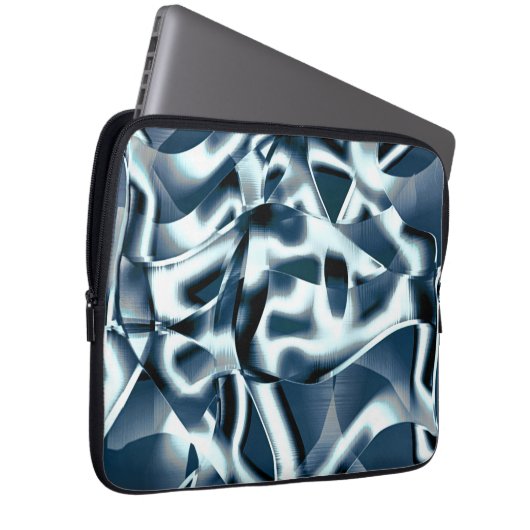 Überlappen gekrümmter Bänder, verchromte Töne auf Laptopschutzhülle (Vorne Rechts)