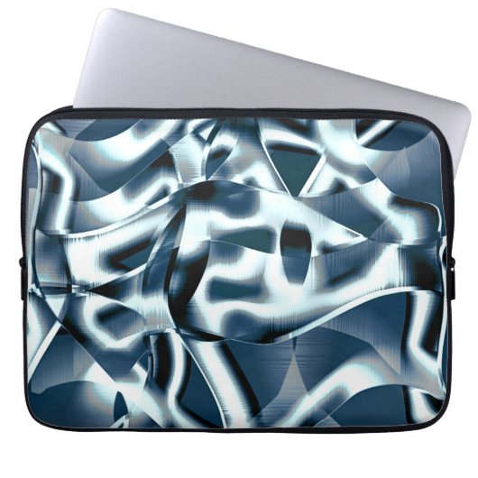 Überlappen gekrümmter Bänder, verchromte Töne auf  Laptopschutzhülle (Vorderseite)