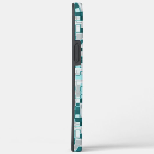 Überlappen kleiner Quadrate in grünlichen Zyantöne Case-Mate iPhone Hülle (Rückseite / Rechts)