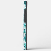 Überlappen kleiner Quadrate in grünlichen Zyantöne Case-Mate iPhone Hülle (Rückseite / Links)