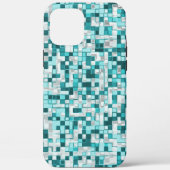 Überlappen kleiner Quadrate in grünlichen Zyantöne Case-Mate iPhone Hülle (Rückseite)