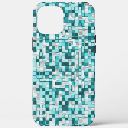 Überlappen kleiner Quadrate in grünlichen Zyantöne Case-Mate iPhone Hülle (Rückseite)