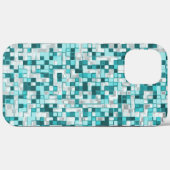 Überlappen kleiner Quadrate in grünlichen Zyantöne Case-Mate iPhone Hülle (Rückseite (Horizontal))