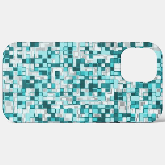 Überlappen kleiner Quadrate in grünlichen Zyantöne Case-Mate iPhone Hülle (Rückseite (Horizontal))