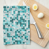 Überlappen kleiner Quadrate in grünlichen Zyantöne Geschirrtuch (Viertel Falte)