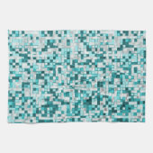 Überlappen kleiner Quadrate in grünlichen Zyantöne Geschirrtuch (Horizontal)