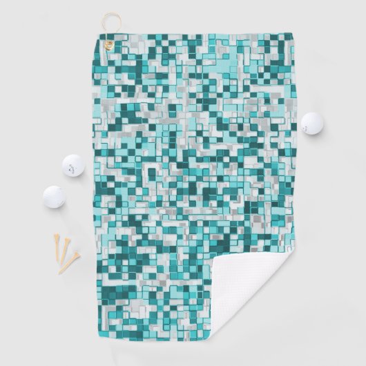 Überlappen kleiner Quadrate in grünlichen Zyantöne Golfhandtuch (Insitu)