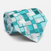 Überlappen kleiner Quadrate in grünlichen Zyantöne Krawatte (Gerollt)