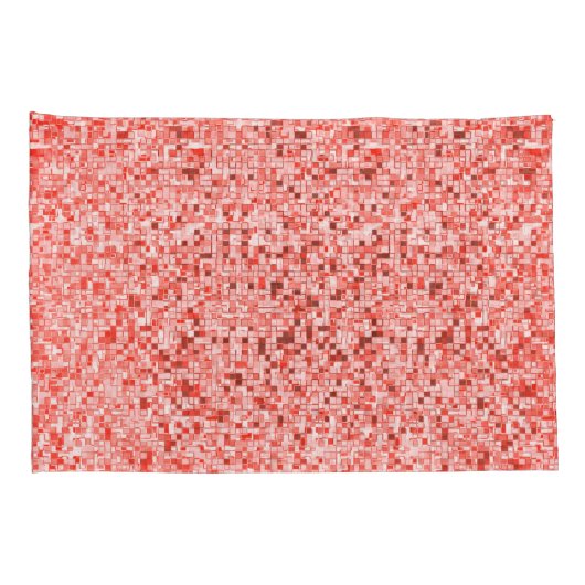 Überlappen kleiner Quadrate, Rot- oder Korallenfar Kissenbezug (Rückseite-Rechts)