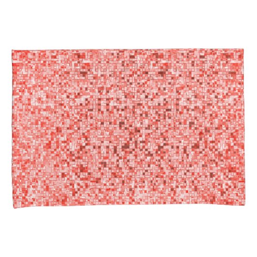 Überlappen kleiner Quadrate, Rot- oder Korallenfar Kissenbezug (Vorderseite-Rechts)