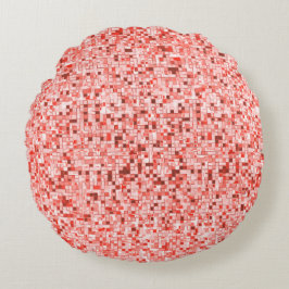 Überlappen kleiner Quadrate, Rot- oder Korallenfar Rundes Kissen