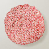 Überlappen kleiner Quadrate, Rot- oder Korallenfar Rundes Kissen (Rückseite)